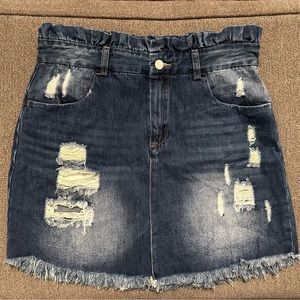NWOT Denim distressed skirt size large